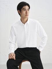 Men's Slim-Fit White Long-Sleeve Shirt