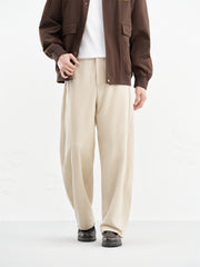 Men's Beige Relaxed Curved-Leg Sweatpants