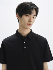 Men's Embossed Silk-Blend Polo Shirt
