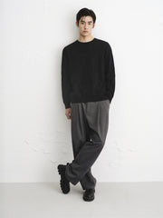 Men's Black Jacquard Textured Knit Sweater