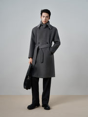 Men's Relaxed Camel Hair-Blend Double-Face Wool Coat