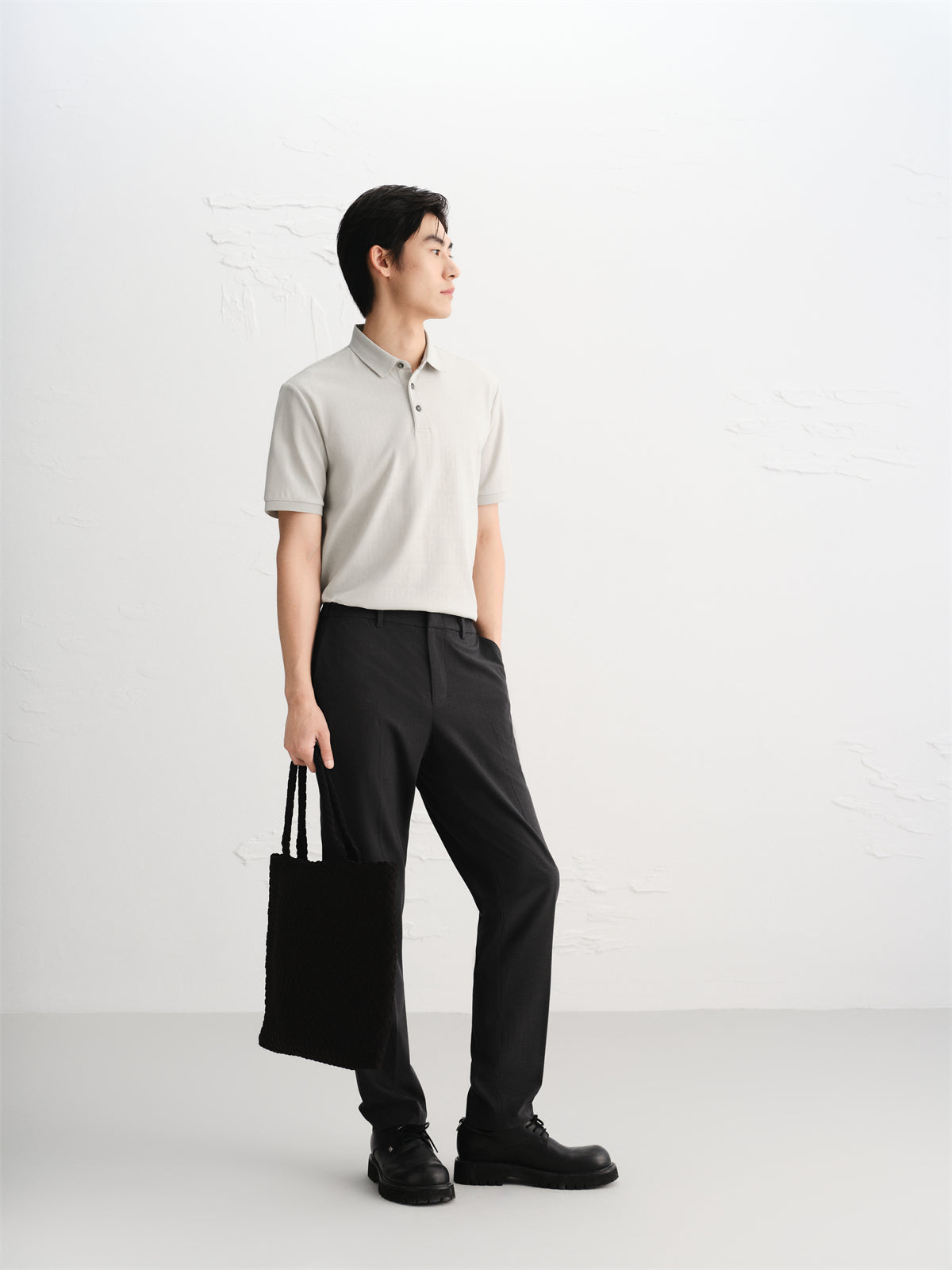Men's Allover Letter Jacquard Polo Shirt