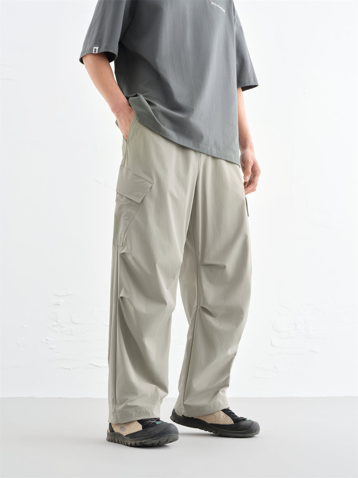 Men's Khaki Utility Pants with Patch Pockets