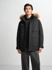Men's Utility Goose Down Parka with Fur Collar
