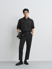 Men's Casual Bark-Textured Shirt