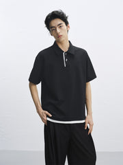 Men's Contrast Textured Polo Shirt
