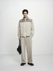 Men's Down Jacket with Corduroy Panels