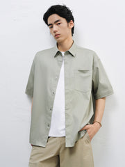 Men's Solid Relaxed-Fit Short-Sleeve Shirt