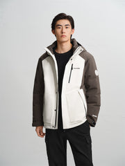 Men's Water-Repellent Colorblock Hooded Down Jacket
