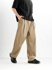 Men's Khaki Modal Wide-Leg Pants