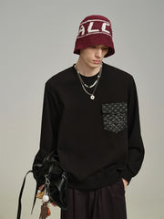 Men's Round Neck Spliced Sweatshirt