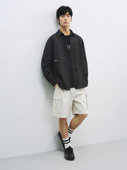 Men's Oversized Utility Shirt with Textured Fabric