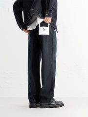 Men's Cotton Straight-Leg Jeans with Contrast Topstitching