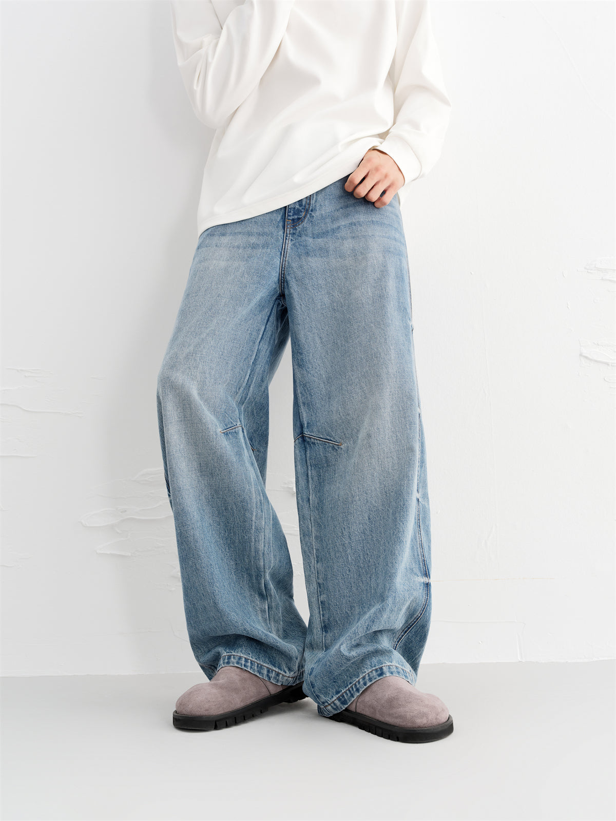 Men's Street-Style Washed Wide-Leg Jeans