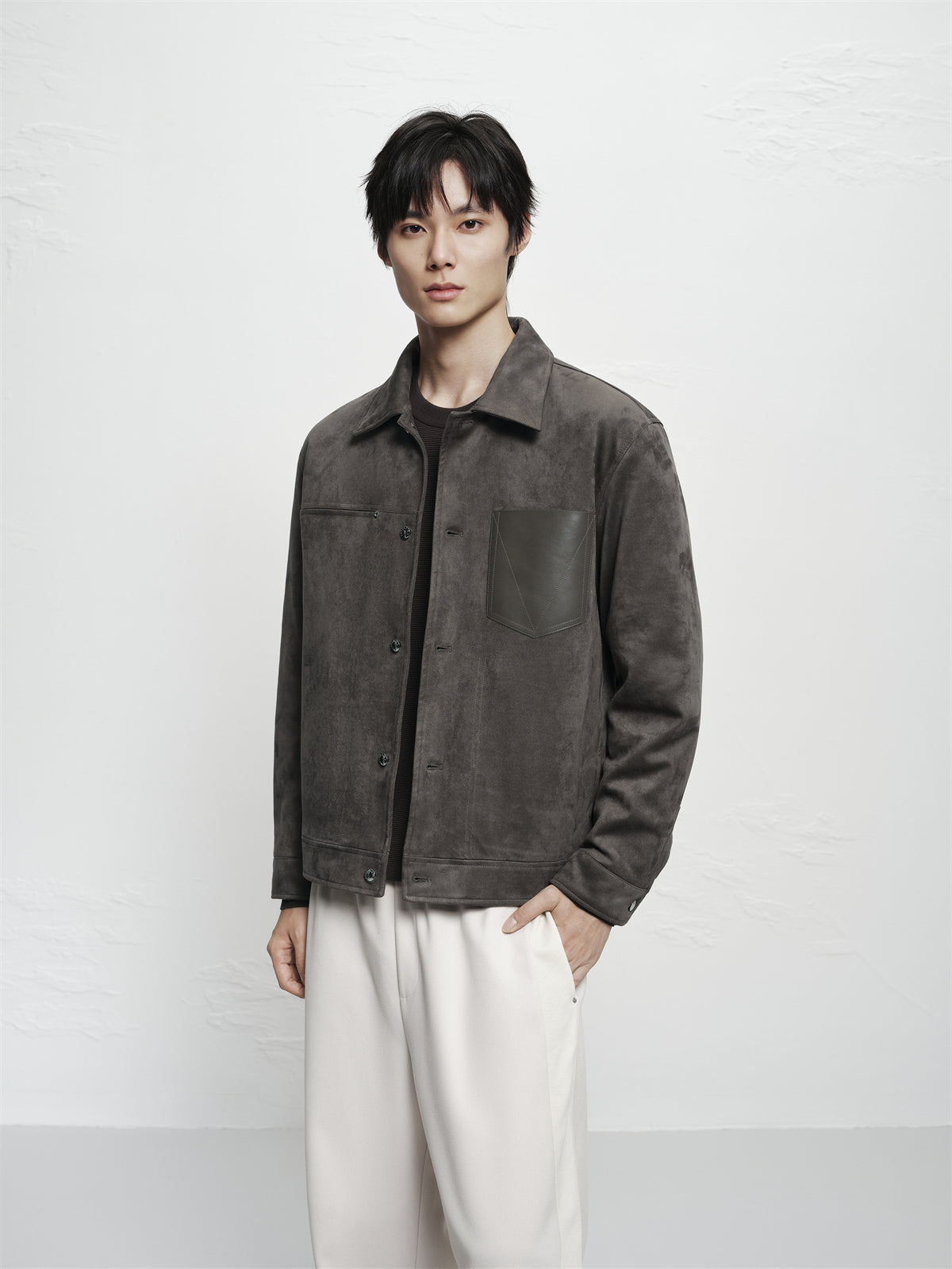 Men's Quilted Faux Suede Jacket