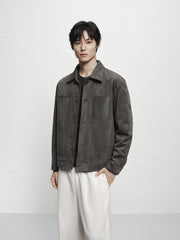 Men's Quilted Faux Suede Jacket