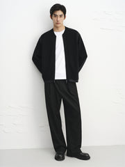 Men's Mixed-Fabric Panel Knit Cardigan