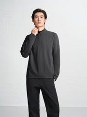 Men's Embroidered Half-Zip Fleece-Lined Sweatshirt