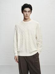 Men's 3D Cable-Knit Panel Sweater
