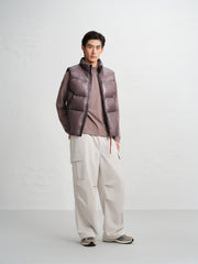 Men's Drawstring Down Vest with Contrast Details