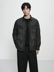 Men's Goose Down Denim-Panel Shirt Jacket