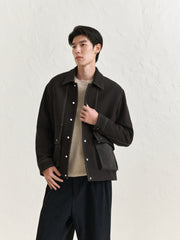 Men's Textured Pocket Faux Suede Jacket