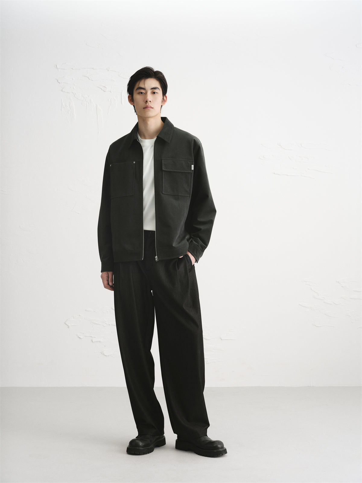 Men's Faux Suede Patch-Pocket Commuter Jacket