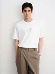 Men's Stretch T-Shirt with Unicorn Embroidery