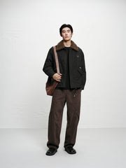 Men's Barn-Style Padded Jacket with Faux Fur Collar