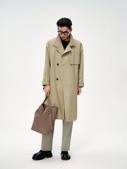 Men's Long Oversized Wool Trench Coat