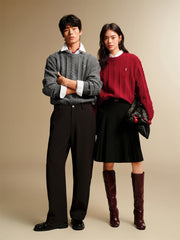 Men's Relaxed Solid Cable-Knit Pullover