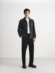 Men's Black Suit Pants in 3D Jacquard