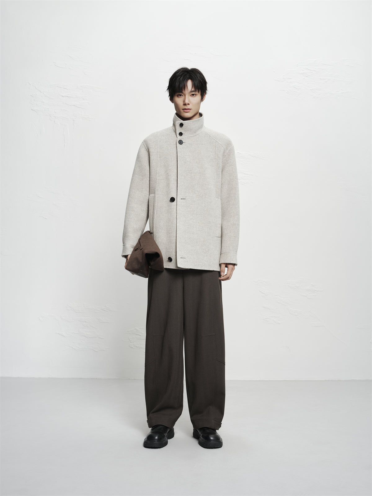 Men's Mid-Length Wool¨CCamel Hair Blend Coat