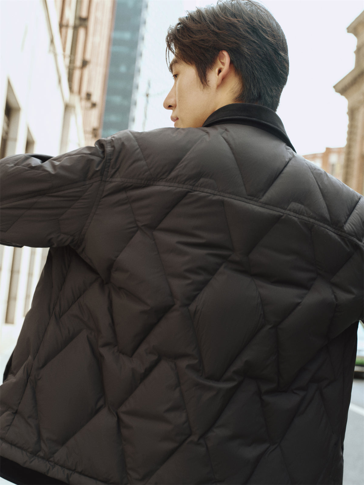 Men's Down Jacket with Corduroy Collar