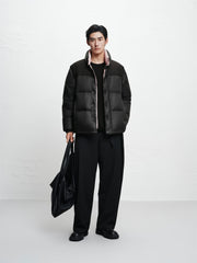 Men's Reversible Down Jacket with Detachable Sleeves