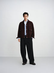 Men's Burgundy Tweed-Texture Tailored Jacket