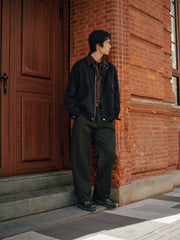 Men's Oversized Utility Jacket with Contrast Collar