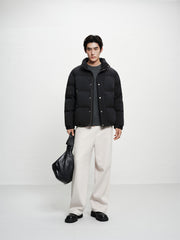 Men's Short Black-Gold Puffer Jacket