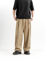 Men's Khaki Modal Wide-Leg Pants