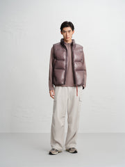 Men's Drawstring Down Vest with Contrast Details