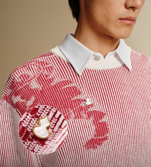 Men's Chinese-Inspired Contrast Jacquard Sweater
