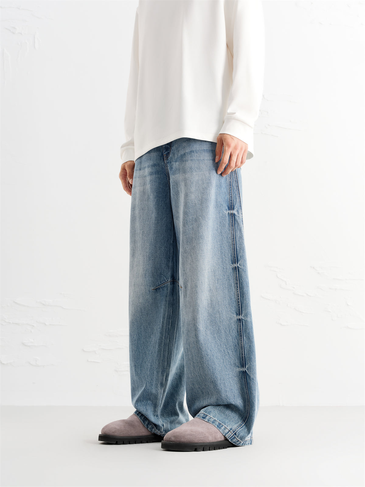 Men's Street-Style Washed Wide-Leg Jeans