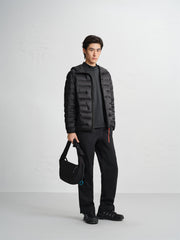 Men's Hooded Goose Down Jacket with Contrast Details