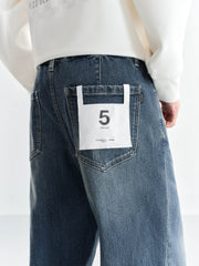 Men's Elastic-Waist Straight Jeans