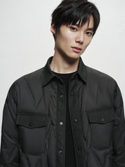 Men's Goose Down Denim-Panel Shirt Jacket