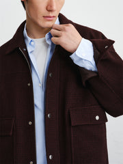 Men's Burgundy Tweed-Texture Tailored Jacket