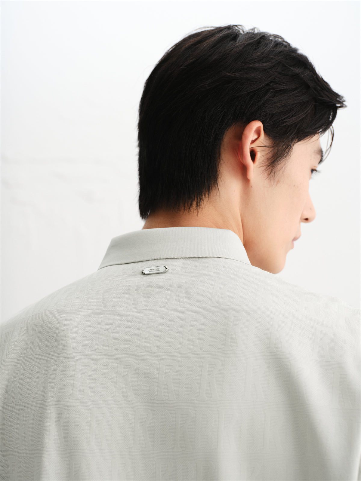 Men's Allover Letter Jacquard Polo Shirt