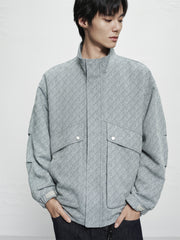 Men's Houndstooth Jacquard Denim Jacket