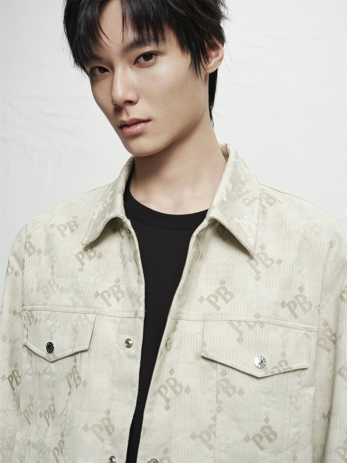 Men's Allover Letter Jacquard Jacket