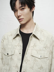 Men's Allover Letter Jacquard Jacket